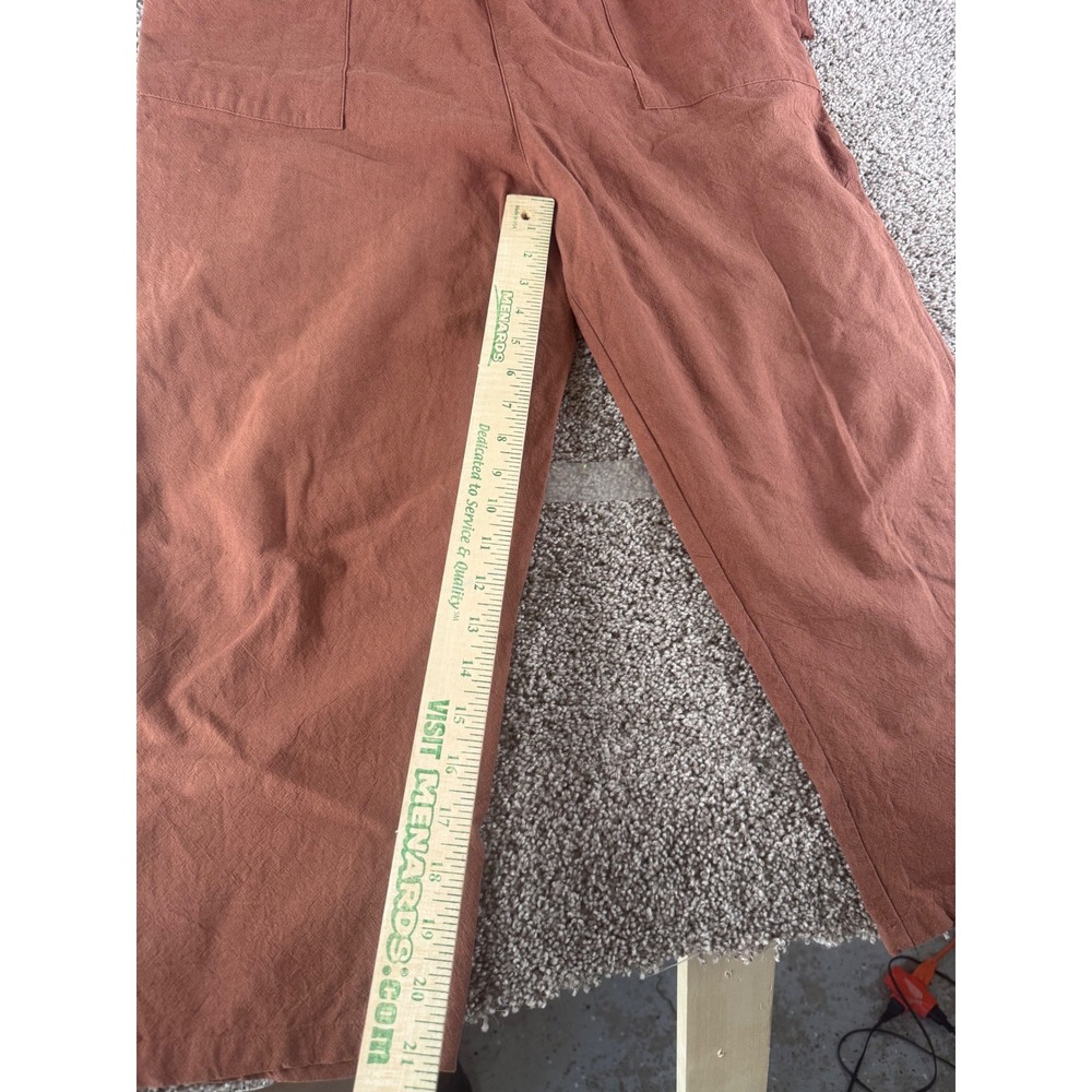 Aedvouer Women‎ Rust Brown Cotton Linen Blend Adjustable Strap Overalls Size M